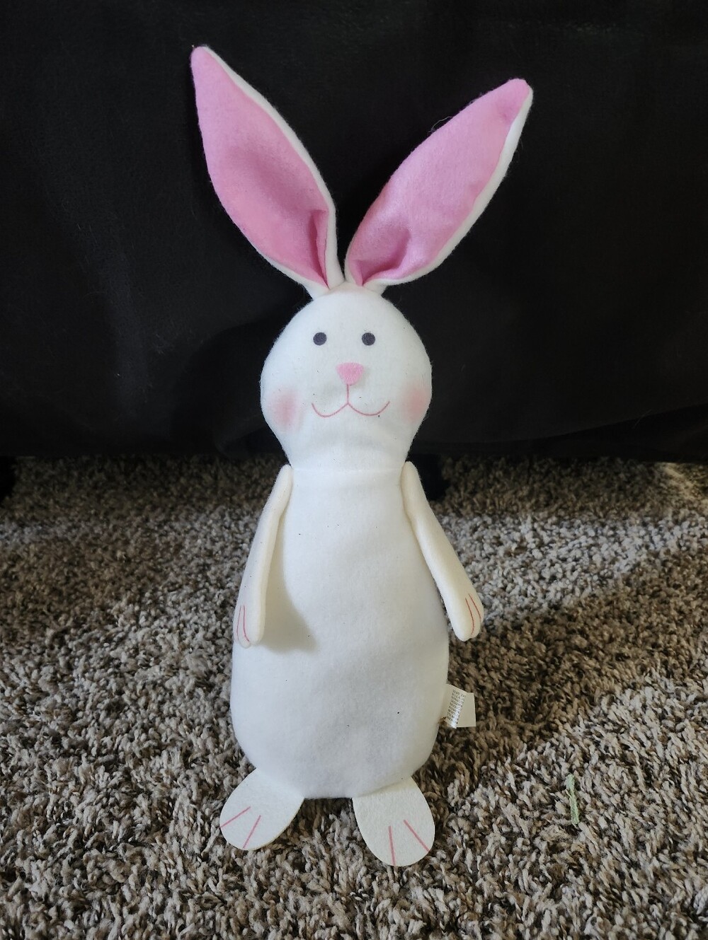 Plush Bunny Small Rabbit Weighted Decor - White with Pink Ears